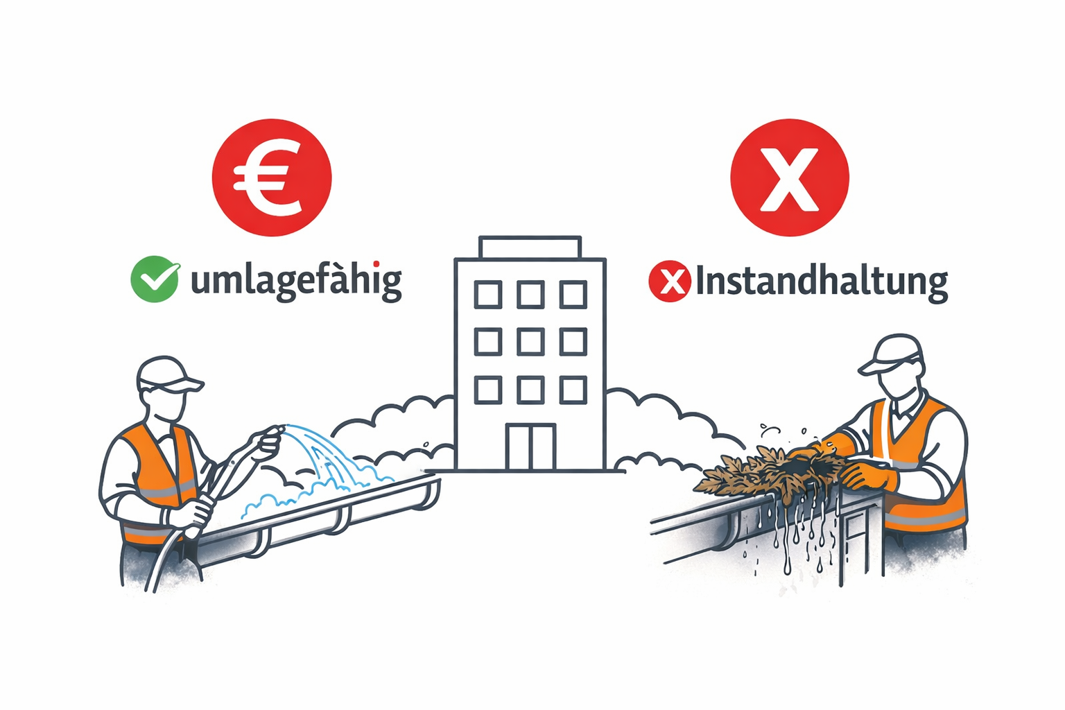 dachrinnenreinigung umlagefähig oder instandhaltung